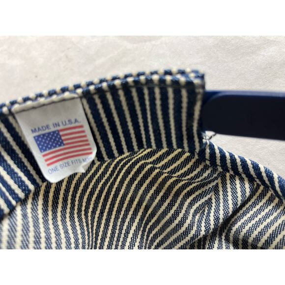 Pinstripe Train Conductor Hat Snapback Kirkwood Mo Sesquicentennial RR Patch VTG - Picture 6 of 6